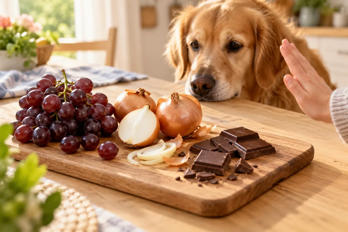 Vue du dessus d’une grappe de raisin, aliments toxiques pour le chien